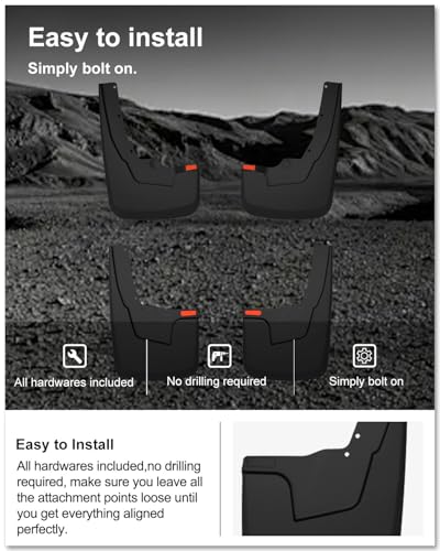 Image of KIWI MASTER Mud Flaps for 2019-2024 Dodge Ram 1500 (with OEM Fender Flares, Not Fits Classic or TRX), Heavy Duty Front & Rear Mud Guards, No Drill, 4 Pcs Set