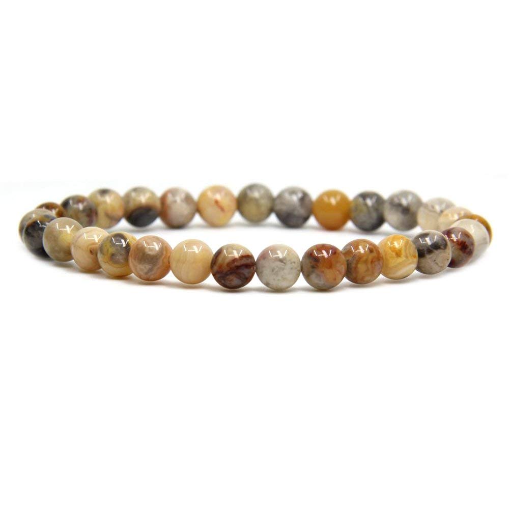AngelstonesGem Semi Precious Gemstone 6mm Round Beads Stretch Bracelet 7" Unisex