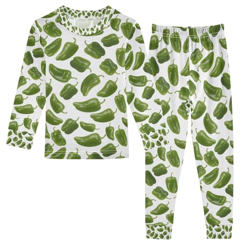 senya Green Pepper Pajamas Set Long Sleeve Soft Cotton Sleepwear 2 Piece