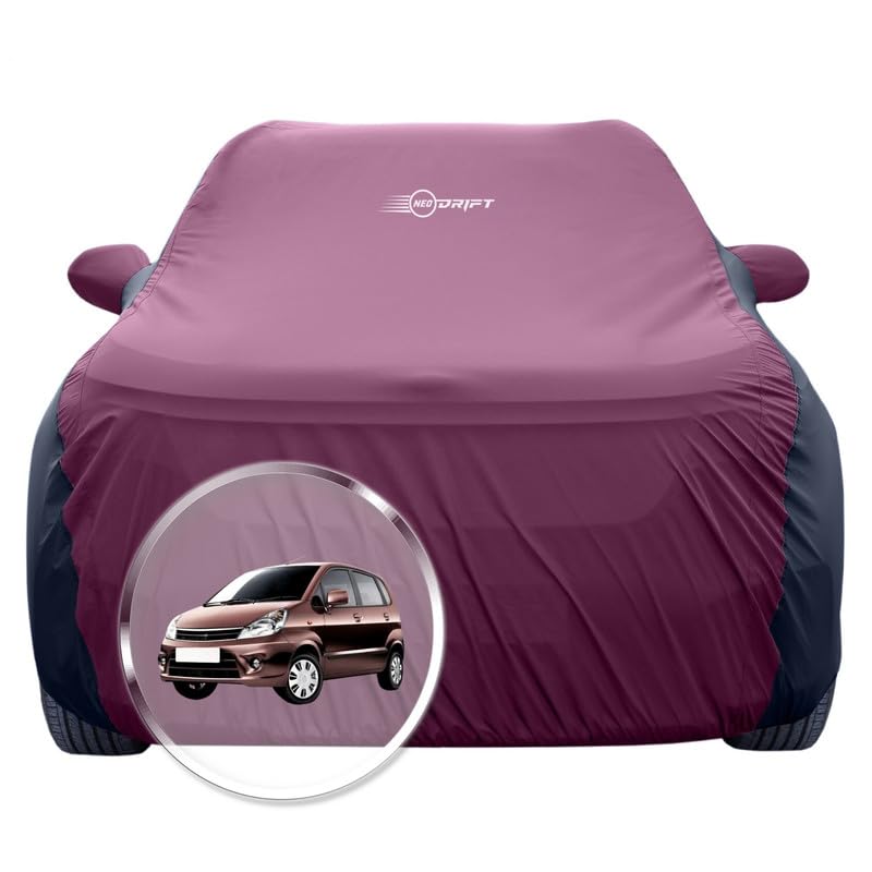 Image of NEODRIFT 'SuperTech' Car Cover for Maruti Suzuki Zen Estilio (100% Water-Resistant, All Weather Protection, Tailored Fit, Multi-Layered & Breathable Fabric) (Colour: Maroon+Black)