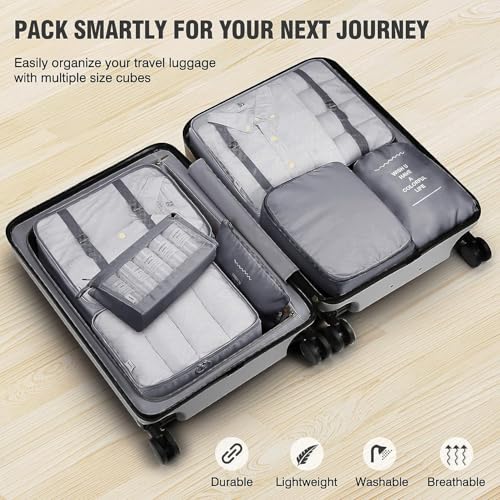 Image of 7pcs Set Luggage Carry On Suitcase Packing Cubes