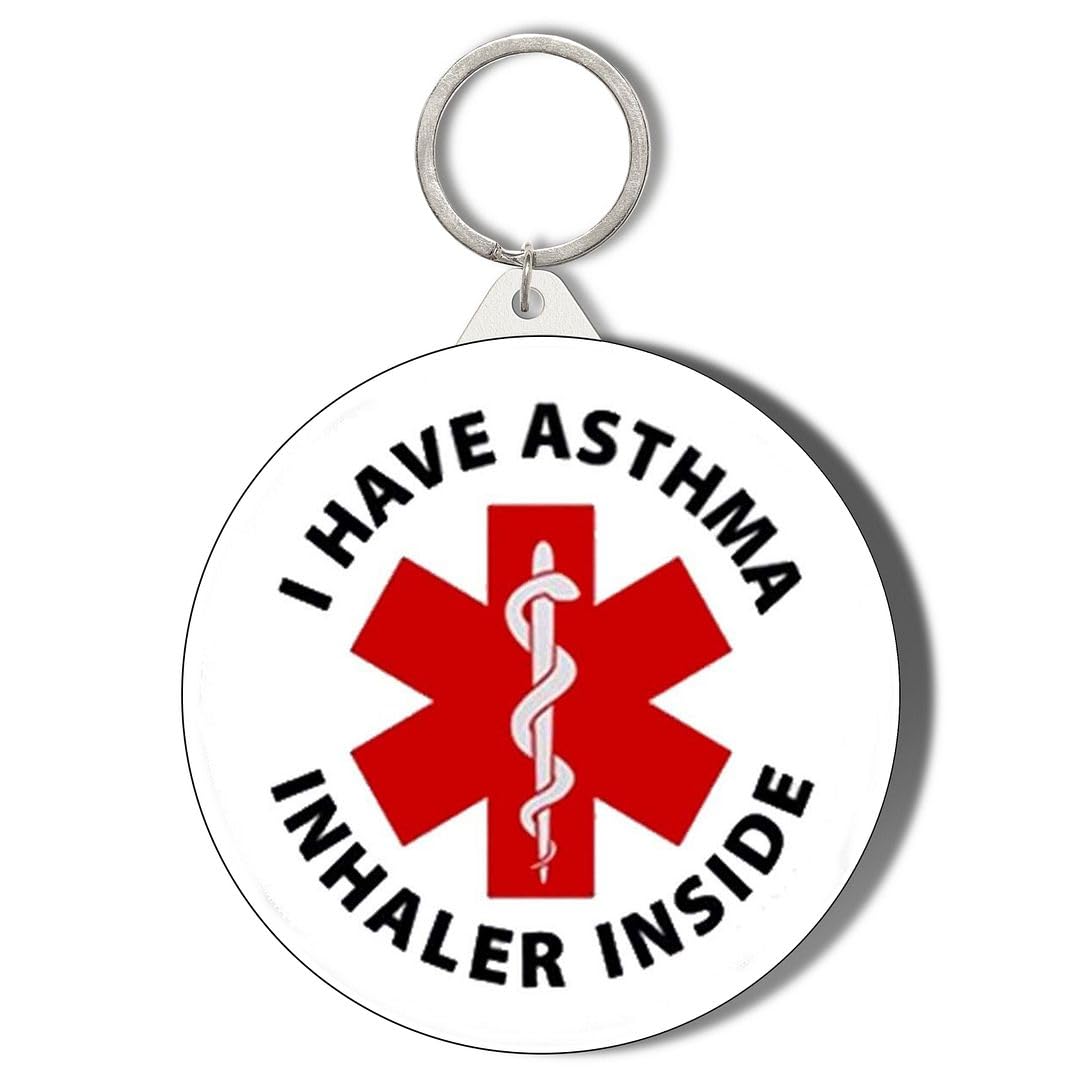 Gift Insanity White I Have Asthma Inhaler Inside 45Mm Short Chain Mirror Keyring