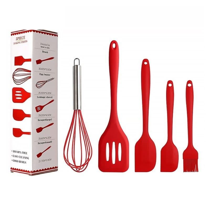 Conjunto de Utensílios de Cozinha em Silicone com 5 Peças Resiste...