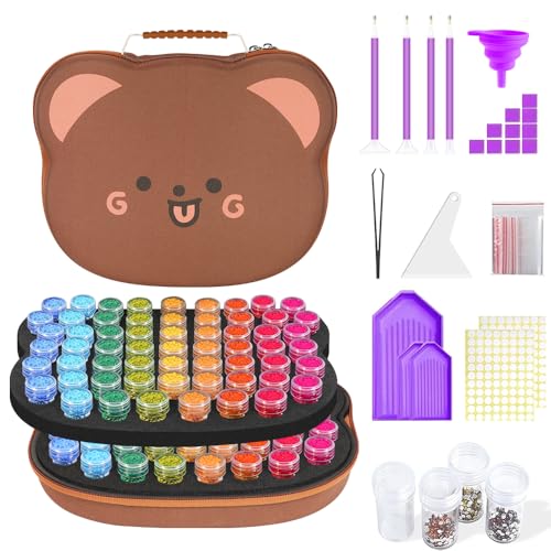 Image of ZORETCO Diamond Painting Storage Box, 120 Slots Bead Storage Containers with Tools Kit for Diamond Art Accessories Beads Organizer Craft Jewelry