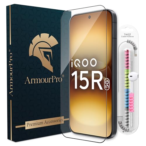 Image of ArmourPro Gorilla Tempered Glass Screen Protector Compatible for IQOO 15R with Edge-to-Edge Protector Coverage, Cable Protector and Installation kit (6.59 Inch)