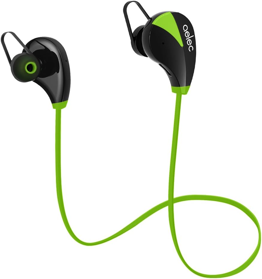 aelec S350US Bluetooth Headphones Wireless Sports Earbuds Sweatproof Earphones Noise Cancelling Headsets with Mic, Green