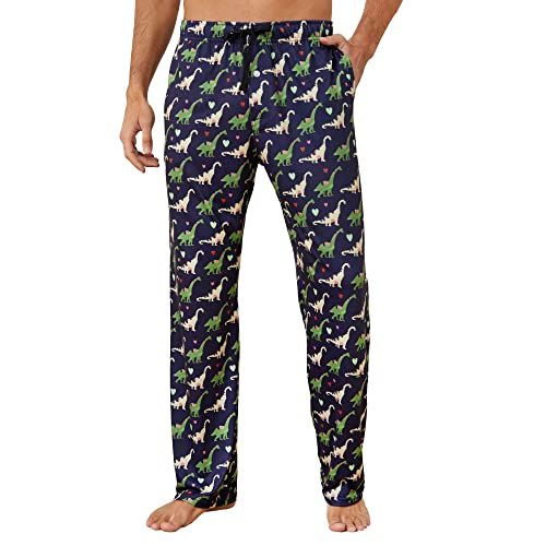 Vulcanodon Mens Funny Pajama Pants ，Soft Lightweight Pajama Pants for Men with Button Fly Cartoon Men's Pajama Bottoms
