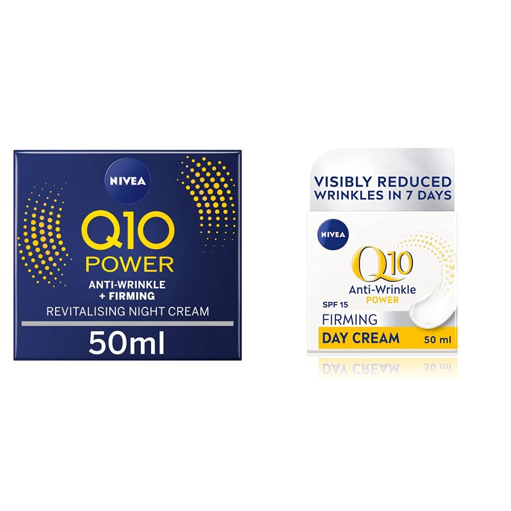 Q10 Anti-Wrinkle Power Revitalising Night Cream (50ml) & Q10 Anti-Wrinkle Power Firming Day Cream SPF 15 (50ml), Anti-Wrinkle Face Cream with Skin Identical Q10 and Creatine