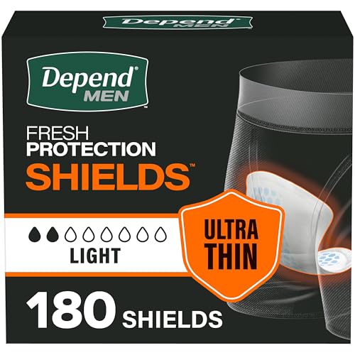 Image of Depend Shields Incontinence Pads for Men, Light Absorbency, 180 Count