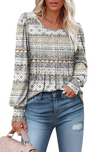 BETTE BOUTIK Long Sleeve Shirts for Women Fall Tops Dressy Blouses Crewneck Tunic Tops for Leggings S-3XL