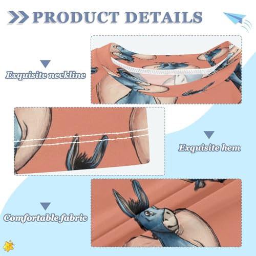 Boys Short Sleeve T-Shirts Donkey Heart Cartoon Rashguard Kids Swim Shirts Sun UPF 50+3