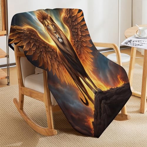 Manta de cama de franela para ver televisión en el sofá con diseño de león 5