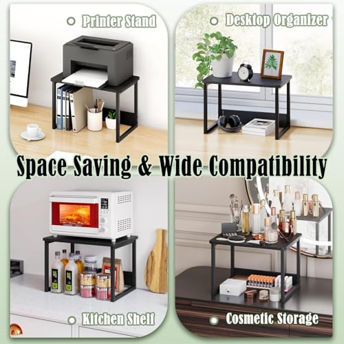 Image of MTANK Black Printer Stand with 3 Storage Box, Work Desk Printer Stand for Office Work | Computer & Laptop Desk Top Printer Shelf Stand Workspace Organizers Rank|