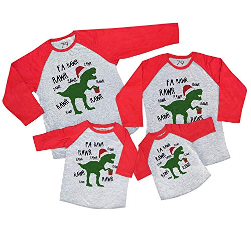7 ate 9 Apparel Matching Family Christmas Shirts - Christmas Dinosaur Red Shirt Men s 2XL