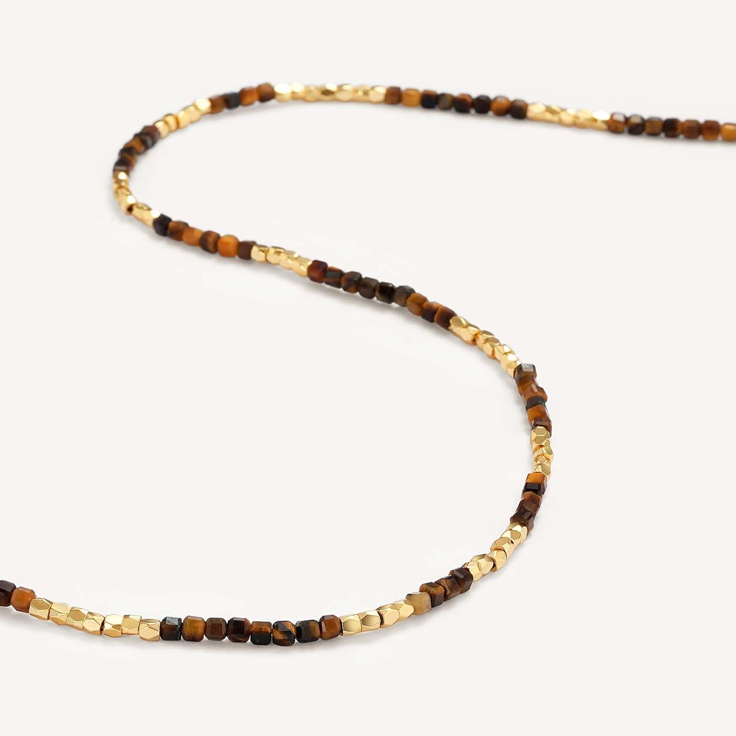 MEVECCO Dainty Gold Choker Necklace for Women 18K Gold Plated Irregular Mixed Beaded Choker Necklace for Her Jewelry Gift - Image 6