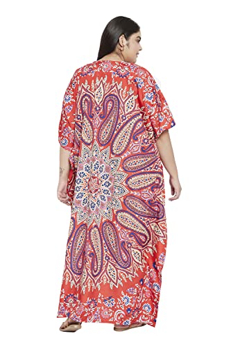 Image of Oussum Women Polyester Casual Long Plus Size Beach Caftan Cover Up Maxi Dress 1X-3X Summer Kaftan Dresses for Women