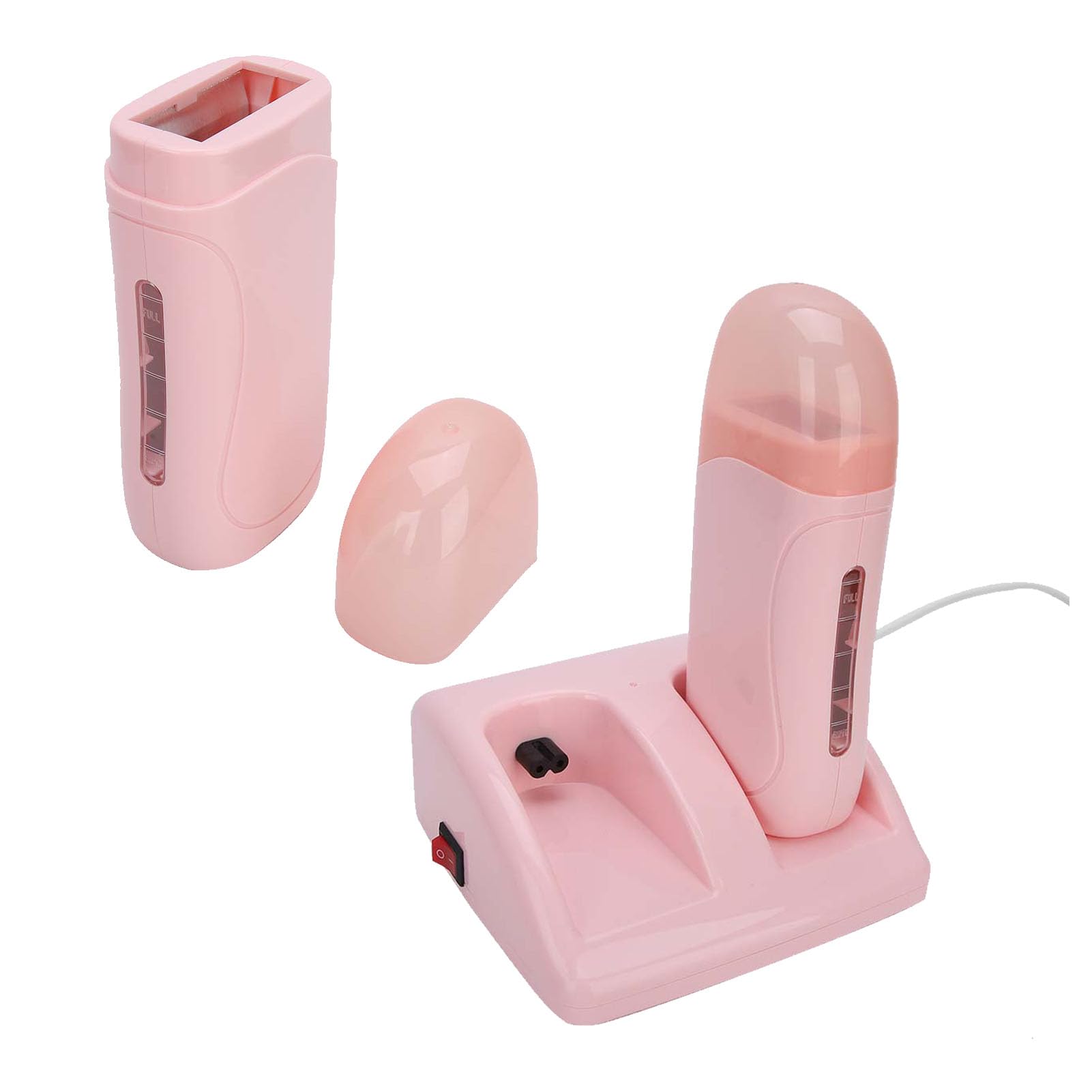 FILFEEL Calentador Roll on Calentador de Cera, con Cartuchos Dobles, depilación Profesional Calentadores de Cera Máquina de depilación con Cera de Rodillo de Pelo - Rosa(220V)