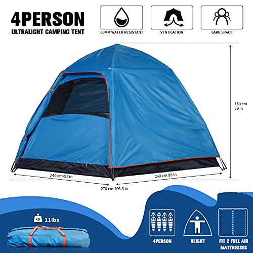 Carpa de camping impermeable para 3-4 personas con lluvia miniatura 2