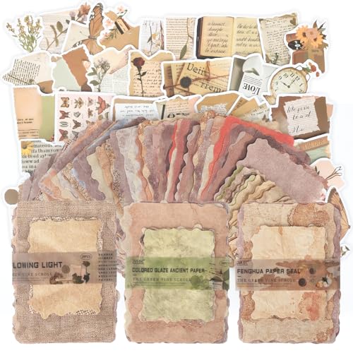 Yaunming Lot de 134 feuilles de papier de scrapbooking vintage, accessoires de journal, décoration vintage, pour scrapbooking, artisanat et bullet journal