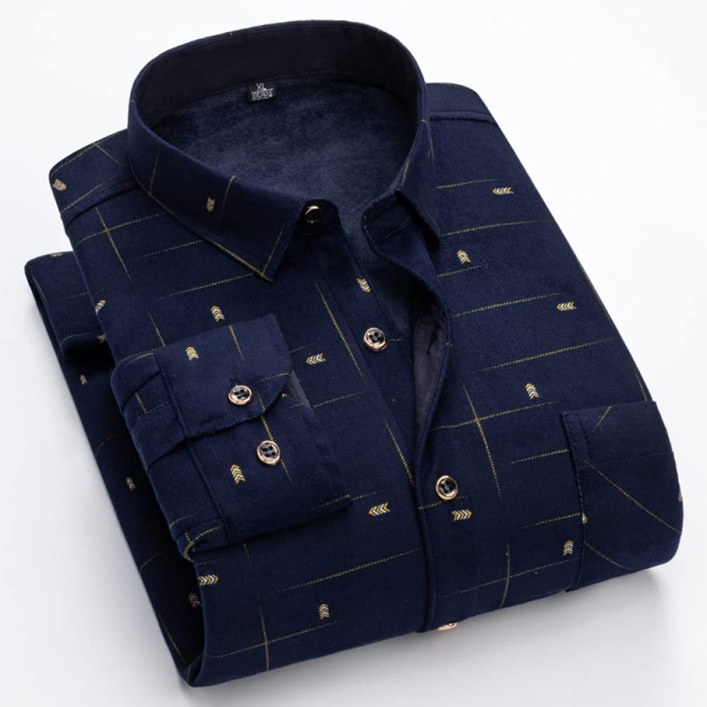 IIK Camicia Calda da Uomo,Camicia da Uomo in Cotone Caldo A Maniche Lunghe Camicia Calda Casual con Tasca Camicia Calda da Lavoro Casual Morbida vestibilità Regolare Adatto per Primavera, Autunno