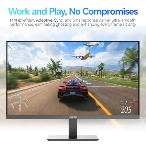 KOORUI E2411K 24 Inch FHD Monitor, Gaming 144Hz, IPS Computer Monitors, 1080P Pc Screen, Adaptive Sync, 5ms, VESA 100x100mm, Eye Care, HDMI, VGA