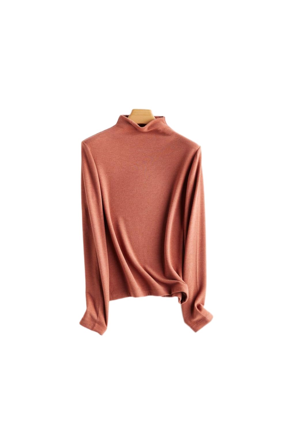 Premium Mock Neck Sweater Silk and Wool Blend Long Sleeve Turtleneck Top for Women Multiple Colors US Alpha