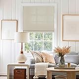 TWOPAGES Corded Roman Blinds for Kitchen Windows, Custom Made Linen Cotton Roman Window Shades Light