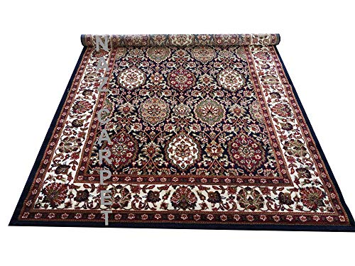 Image of Kashmiri Traditional Woollen Carpet with Advanced 1 Inch Thickness & Classical Look 120x180cm (4x6 Feet) Color Blue