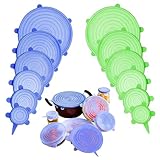 Silicone Stretch Lids, Adpartner 12 Pack of Various Sizes BPA-free Silicone Lids Reusable Container Lids Food Covers, Flexible to Fit All Shape of Containers, Durable, Microwave and Dishwasher Safe