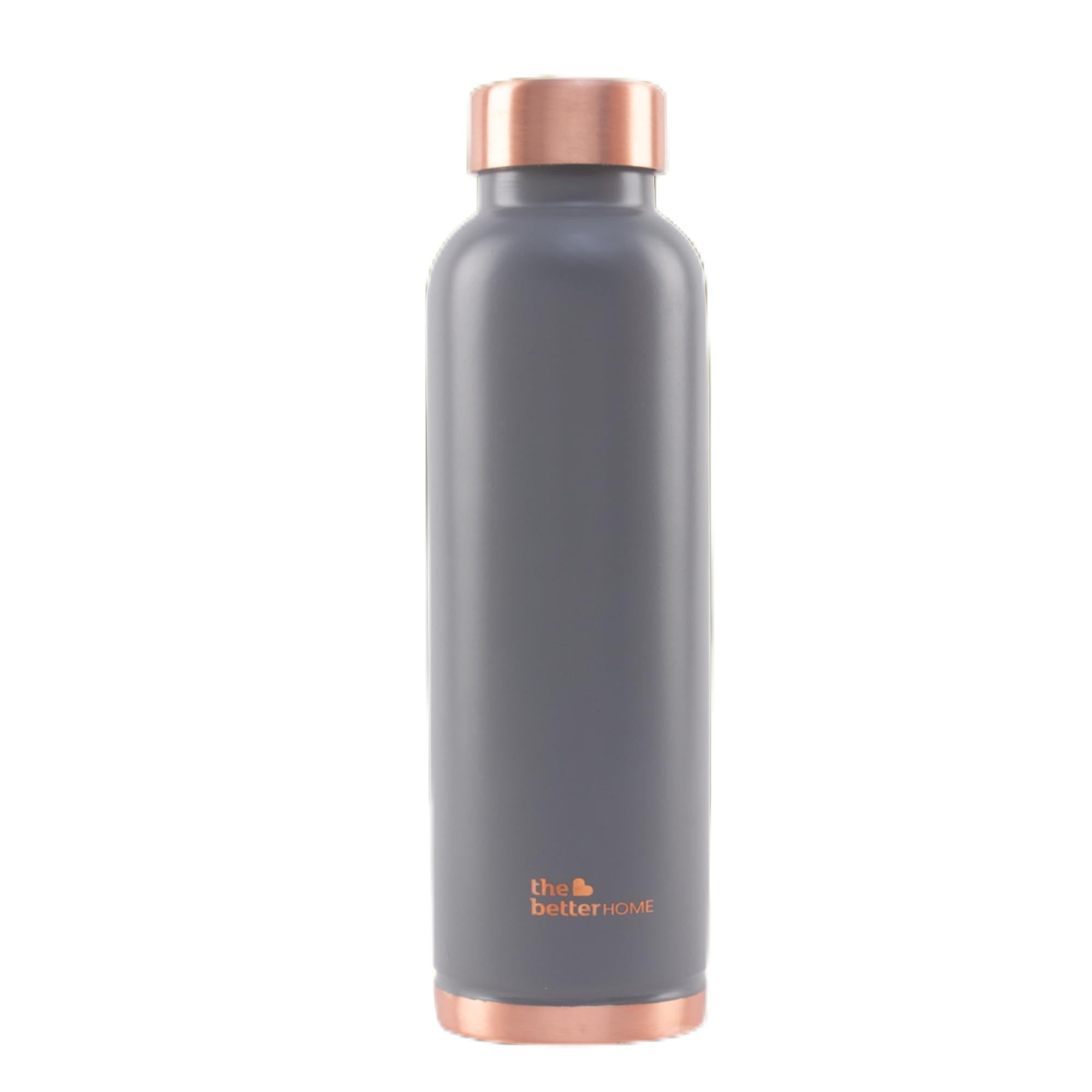 The Better Home Copper Water Bottle 1 Litre | 100% Pure Copper Bottle | BPA Free Water Bottle with Anti Oxidant Properties of Copper (Grey)