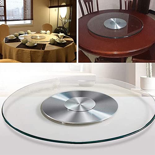 Lazy Susan - Tocadiscos de vidrio de 33 pulgadas con base de aluminio suave, accesorio de cocina giratorio para mesa de comedor, exhibición de buffet, capacidad de carga resistente