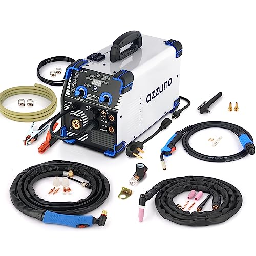 Azzuno 5 In 1 Welding Machine 160Amp Plasma Cutter Welder Combo Gas Mig/Flux Mig/Hf Tig/Stick/Cut 110/220V Dual Voltage Multi Process Welder (Gray) #TOP1