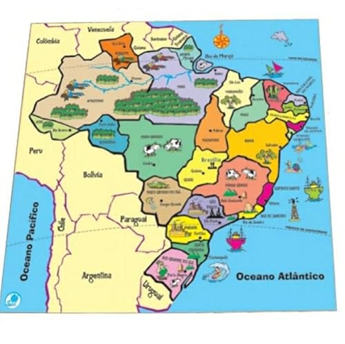Quebra-Cabeça Mapa - Estados do Brasil Brinquedo Pedagógico