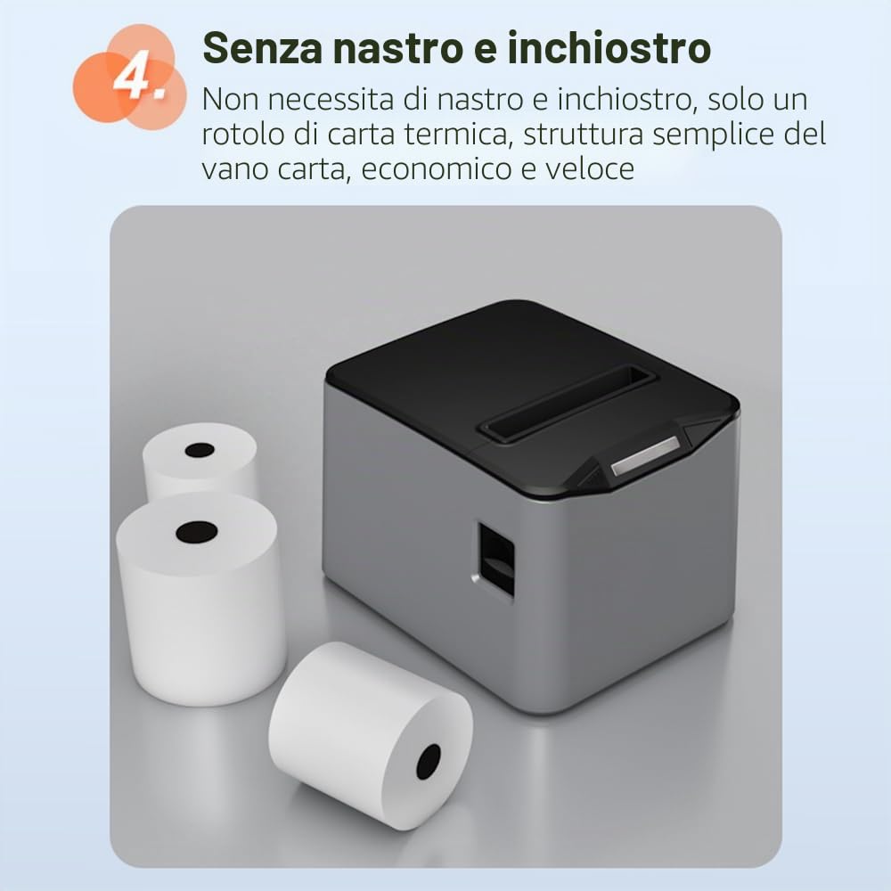 Shuaiguō stampante multifunzione per etichette e ricevute termiche 80 mm, connessione USB e LAN, taglio automatico, grande contenitore di carta, supporto ESC/POS