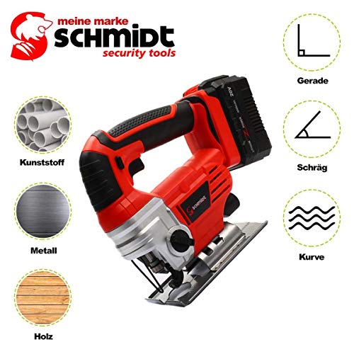SCHMIDT security tools Akku-Stichsäge JS-19 Pendelhubstichsäge 4 Stufen, Akku 20V 4.0Ah Ladegerät Sägeblatt Holz Metall – Bild 6