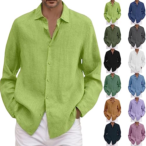 Camisa de lino para hombre 5XL, tallas grandes, camisa de lino verde, camisa de lino para hombre, manga larga, blanca, camisa de lino de algodón, camisa de lino ancha, camisa de lino para hombre,