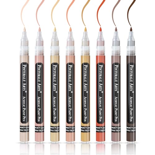 Pinturale Arts® Acrylstifte Hauttöne | 8er Set Acrylstifte Brauntöne Feiner Spitze 0,7mm | Acrylstifte Braun Für Steine, Metall, Stoff, Keramik, Holz, Glas