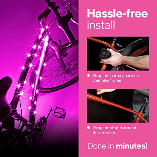 Brightz Cosmicbrightz Led Bike Frame Rope Light, Pink - 6.5-Foot String Rope - Battery-Powered With On/Off Switch - Ultra Bright Color Keeps Your Ride Fun And Safe For Kids, Teens, & Adults #TOP5