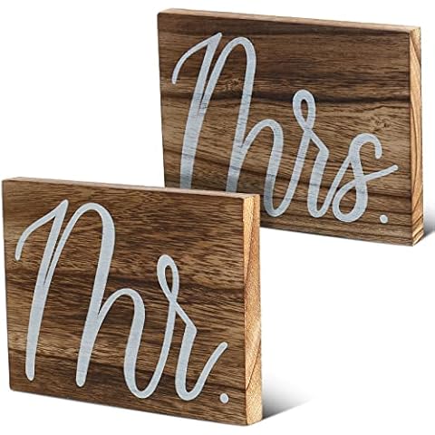 Yulejo Mr Mrs Sign for Wedding Table Mr and Mrs Wooden Letters Wedding Sweetheart Table Decorations Rustic Wedding Signs Vintage Style Mr and Mrs Sign for Anniversary Party Valentine's Day Decor Cover