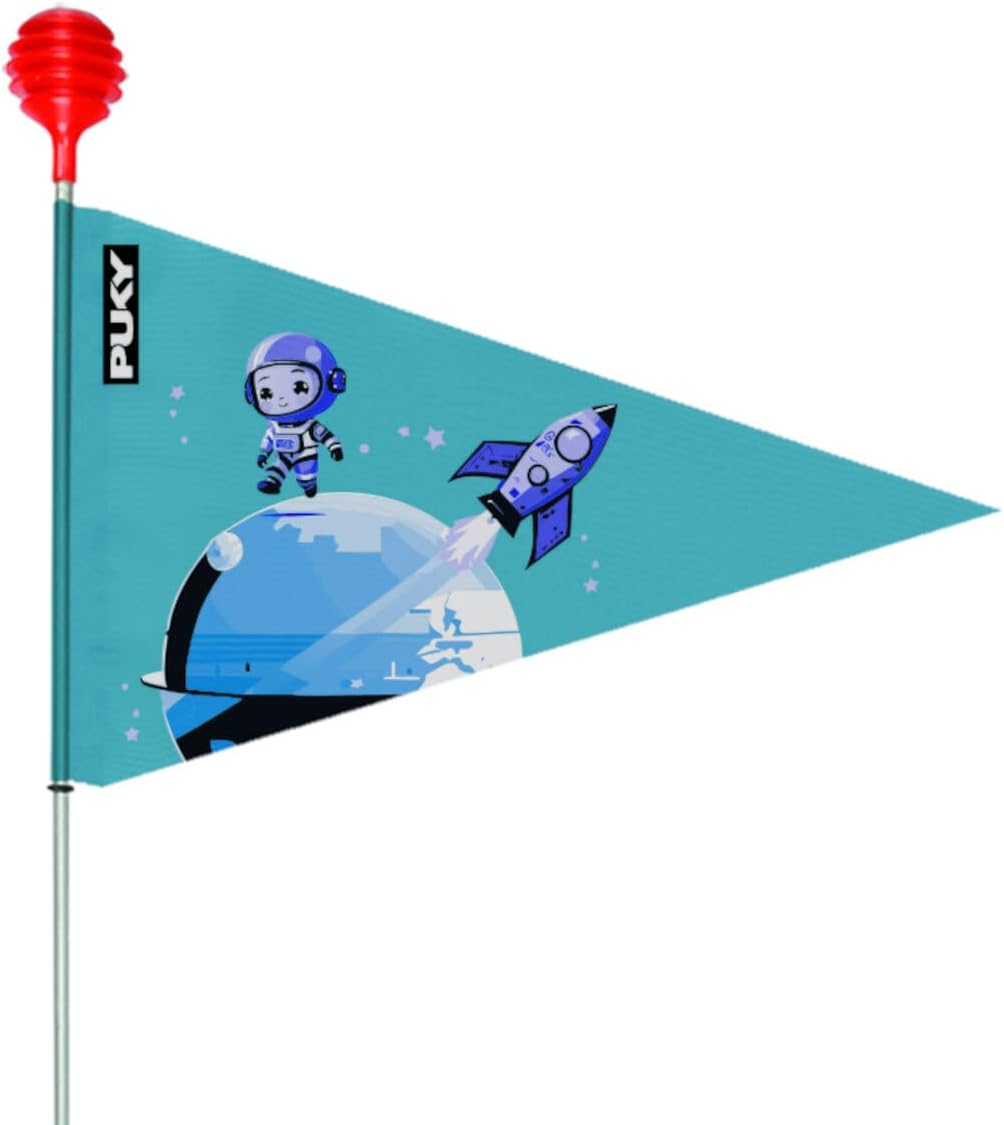 Puky SW3 Children's Bicycle Safety Flag | Foldable Bicycle Flag with Red Impact Protection and Colorful Flag | High Visibility on the Road | Blue