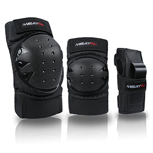 Misayar Knee Pads Elbow Pads Wrist Guards 3 in 3 Protective Gear Set for Skateboarding, Roller Skating, BMX Bicycle Scooter, Biking