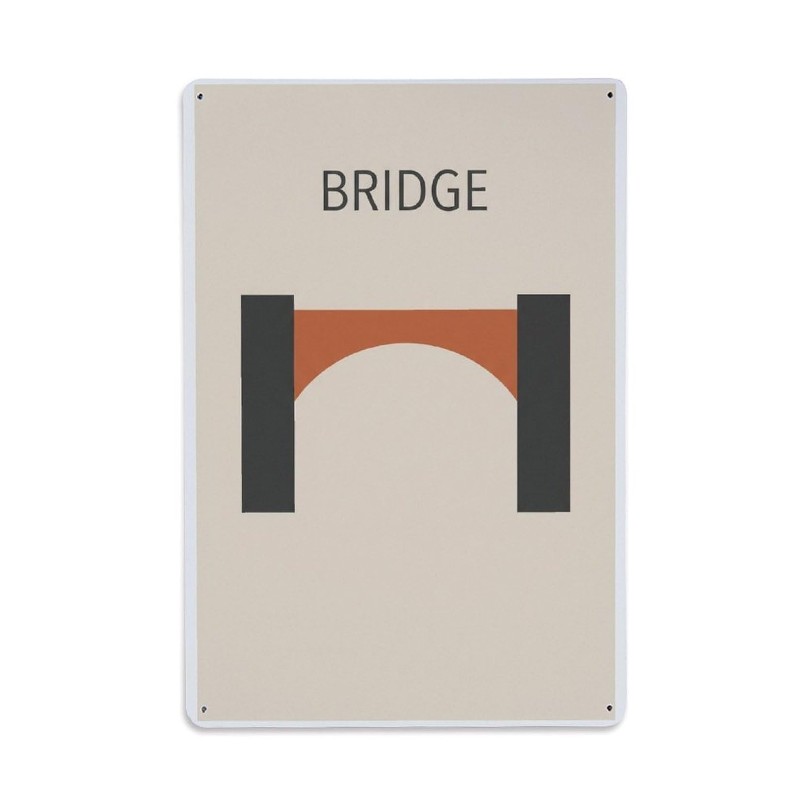 Minimalist Zen Bridge Arch Quiet Balance Meditation Healing Metal Tin Sign Plaque Wall Decor for Cafe, Man Cave, Club Bar, Office, Home Garden Round Metal Poster 8x12Inch