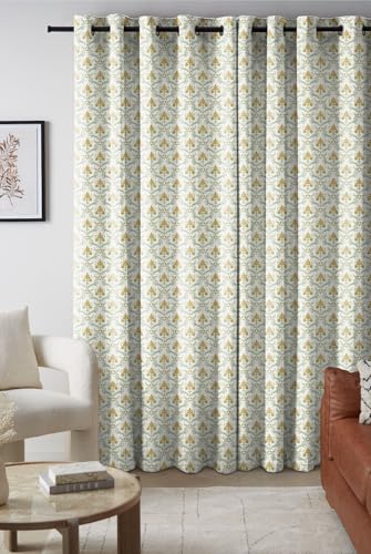 Image of Casableu Anthem Zodiac Cotton Look Door Curtains Pack of 2-7 Feet Long, Printed Design, Room Darkening Curtains with Tiebacks, Eyelet Style for Bedroom & Living Room Decor (Sycamore Tree 7 feet)