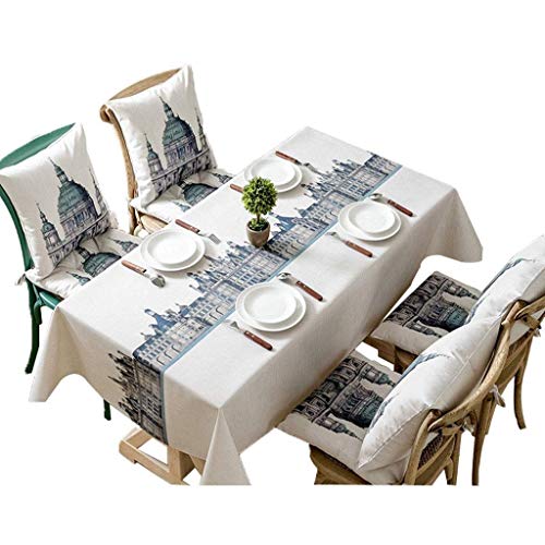 Nappe rectangulaire coton et lin imperméable rouge 140x220cm - 2