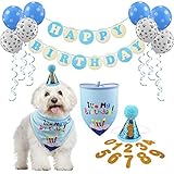 GAGILAND Dog Birthday Bandana Hat with 0-9 Figures Party Supplies Decoration - Banner Balloon...