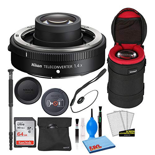 Image of Nikon Z Teleconverter TC-1.4X for Z 70-200mm Lens (20098) with 64GB Ultra SDHC Memory Card + Padded Lens Case + 70-Inch Pro Monopod + Cap Keeper + Lens Cleaning Kit (Renewed)