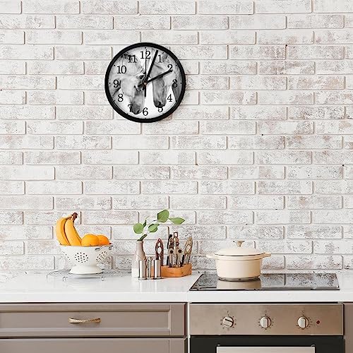 Horloge murale silencieuse à quartz motif cheval blanc ronde pour cuisine et bureau - 8