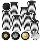 Fansunta 120 Pcs Silver Dollar Coin Holders, Clear Round Coin Case, Round Coin Holder for Collectors, Plastic Coin Case for Rare Coins, Coin Protectors with Adjustable Sponge Gasket(17-40mm)（Black）