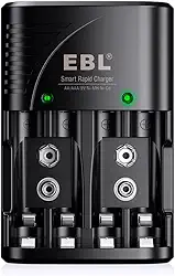 MPOWER - Carregador Rápido Inteligente para Pilhas Baterias AA AAA 9V Ni-MH Ni-CD - Recarga Múltipla E Segura Com Tecnologia Smart LN-6422BK