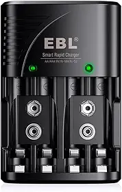 MPOWER - Carregador Rápido Inteligente para Pilhas Baterias AA AAA 9V Ni-MH Ni-CD - Recarga Múltipla E Segura Com Tecnologia Smart LN-6422BK